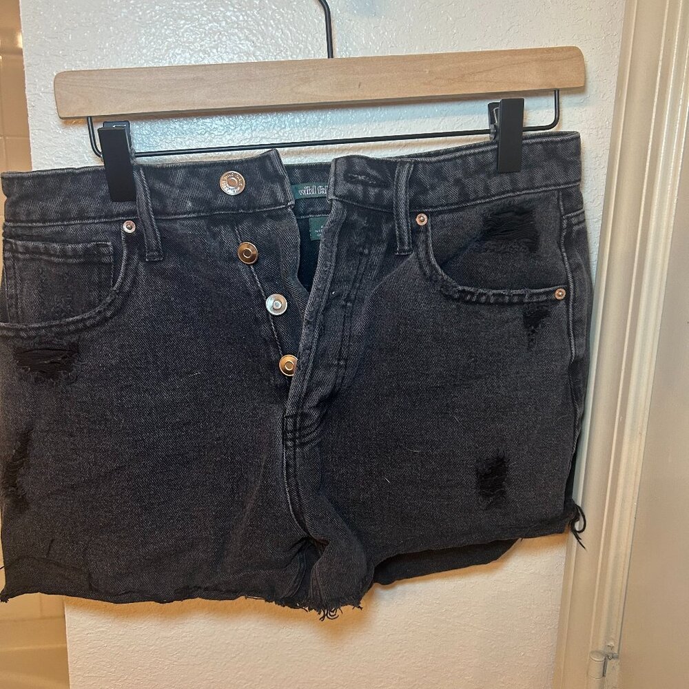 Black Distressed Jean Shorts